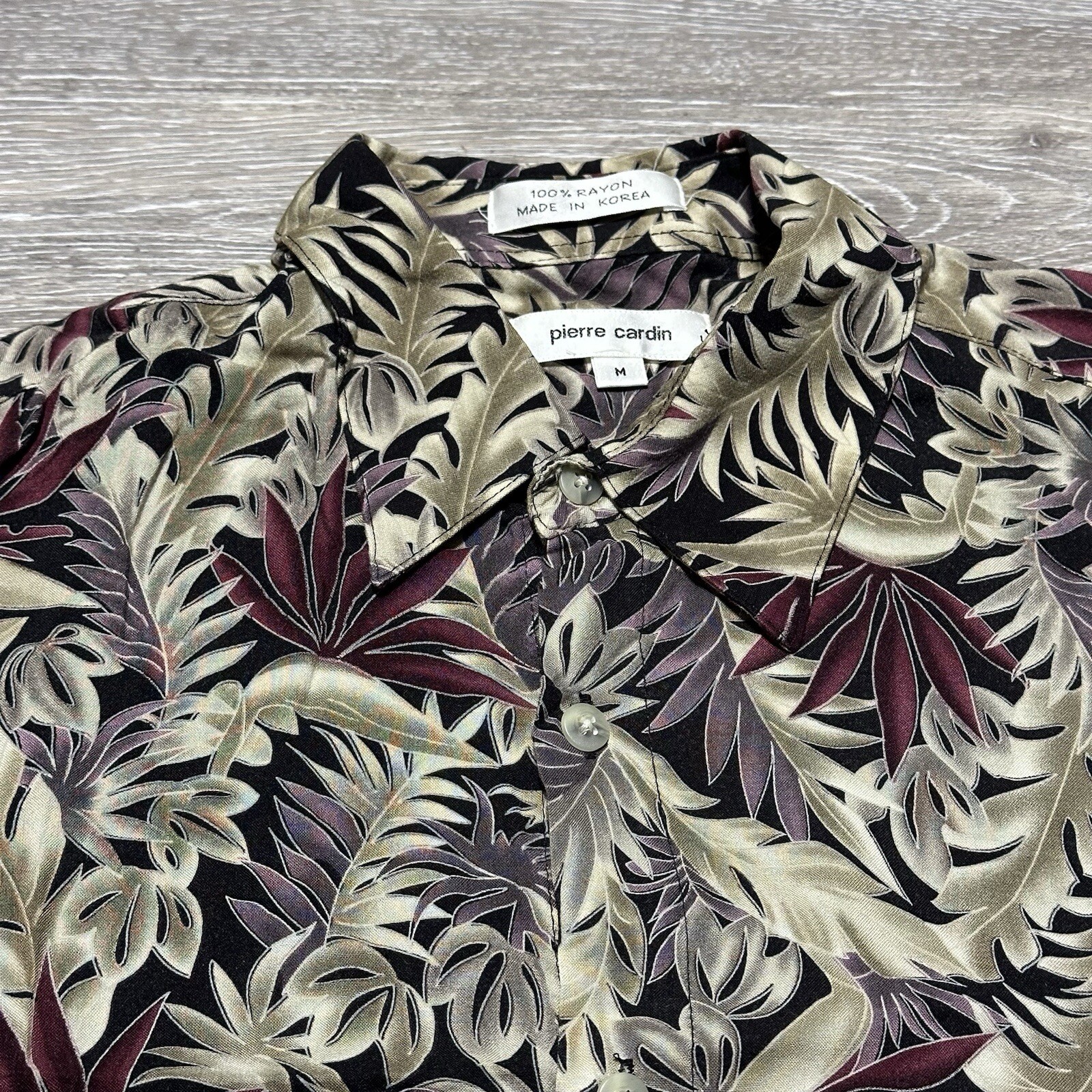 VINTAGE Pierre Cardin Button Down Shirt Mens Medium Short Sleeve