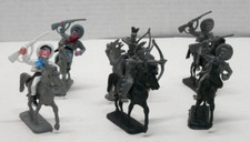 Cowboy Indian Riding Figures Toys 12 Pieces Gray Black Made in Hong Kong