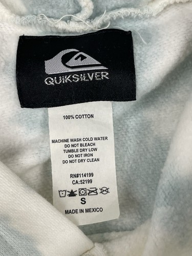 Quiksilver Blue White Tie Dye Pullover Double-Sided Fleece Graphic Hoodie Size S - Picture 5 of 14