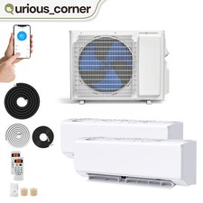 18000 BTU SEER22 Mini Split Air Conditioner COOL HEAT Wifi 2-Zone 9000 Ductless