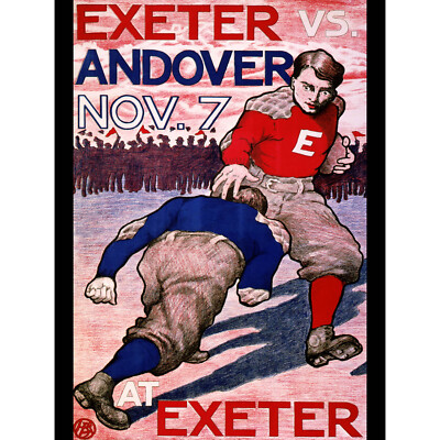 ADVERT SPORT FOOTBALL EXETER ANDOVER PHILLIPS ACADEMY USA POSTER 30X40 CM 12X16