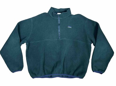 Vintage LL Bean Fleece 1/2 Zip Green Pullover Sweater Mens L, XL