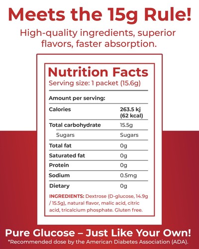 Fast-Acting Glucose Packets - Quick Dissolving, Gluten-Free 15g of Glucose Po... - Picture 4 of 9