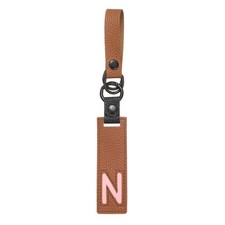 Initial Letter Keychain, PU Leather Alphabet Keychain Brown Letter-N