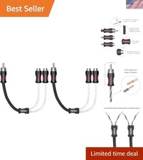 Pair  RCA Audio Y-Adaptor Cables, 1 Male to 2 Feale Connectors, 100% Oxygen F...