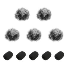 Microphone Cover Mini Furry Windscreen Foam Cover 5mm with White Black Cap 1 Set