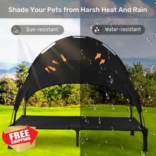 Heeyoo Elevated Dog Bed w/ Canopy, Portable Cooling Cot, Removable Shade