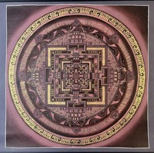 Purple Kalachakra Mandala Thangka – Handgemalt, Wheel of Time, 50x50