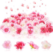 Dilunave 100 Pcs Artificial Cherry Blossom Flower Heads for Crafts Bulk Faux ...
