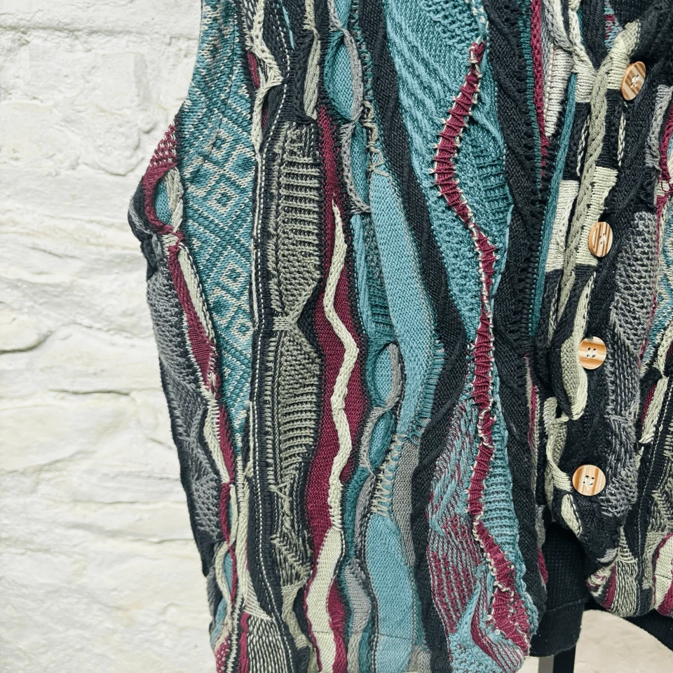 Croft & Barrow Vintage 90s y2k Coogi Style 3D Knit Sweater Vest XL Tall Cotton - Image 3 of 4