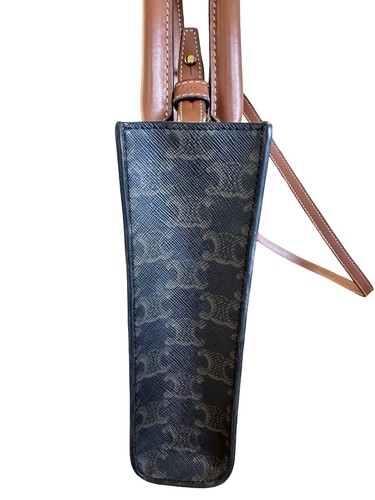 CELINE Mini Triomphe Vertical Cabas Satchel Canvas Cross Body Handbag Like New - Picture 4 of 16