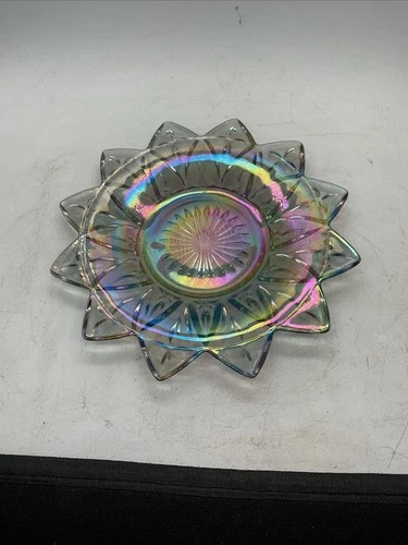 Federal Carnival Glass - Vintage Iridescent Star 6.5" Plate Dessert Trinket Dish
