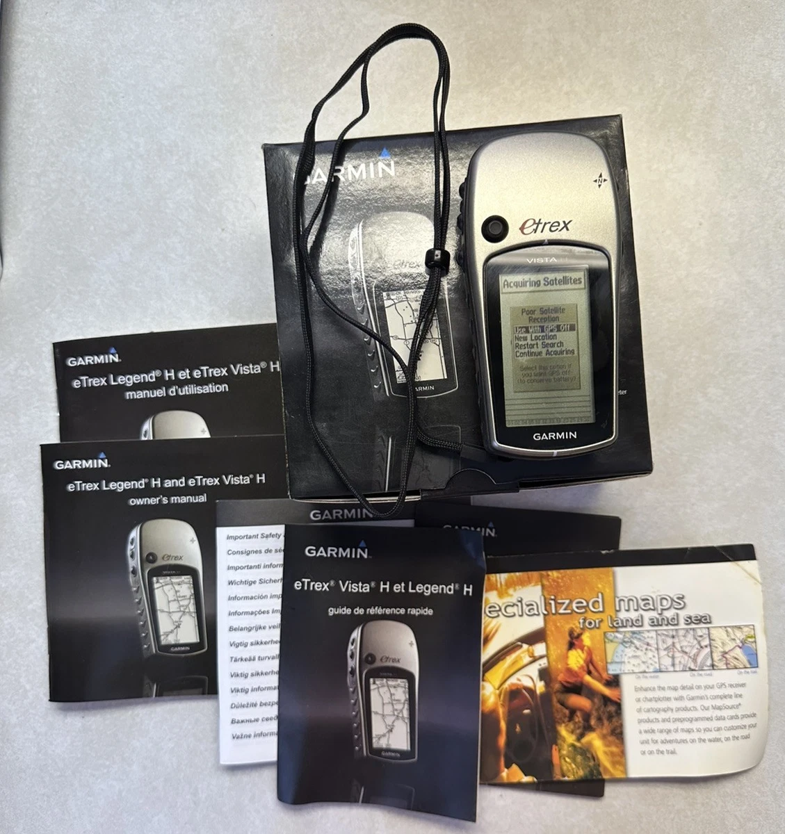 GPS Garmin ETrex Vista Portable – Fonctionne – Boussole, GPS – Avec Quelques Rayures