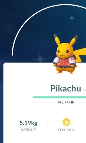 Pokémon Go-Shiny Pikachu -wearing a varsity jacket- Trade-Trade Registered!