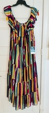 Violet Sky Woman's Extra Large Multi Color Tropical Maxi Sleeveless Dress NWT