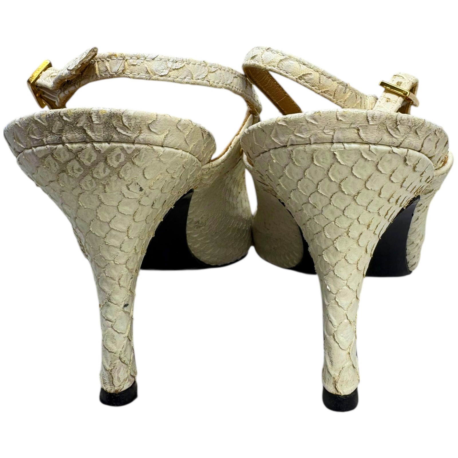 Stuart Weitzman Cream Iridescent Python Embossed … - image 8