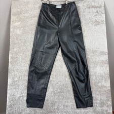 VAKKO Black Leather Pants High Rise Straight Leg Made in USA Size 8