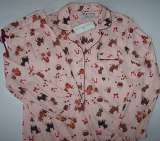 NWT Karen Neuburger Pink/Brown AUTUMN DOGS Jersey Knit Pajama/Lounge Set L APPLE