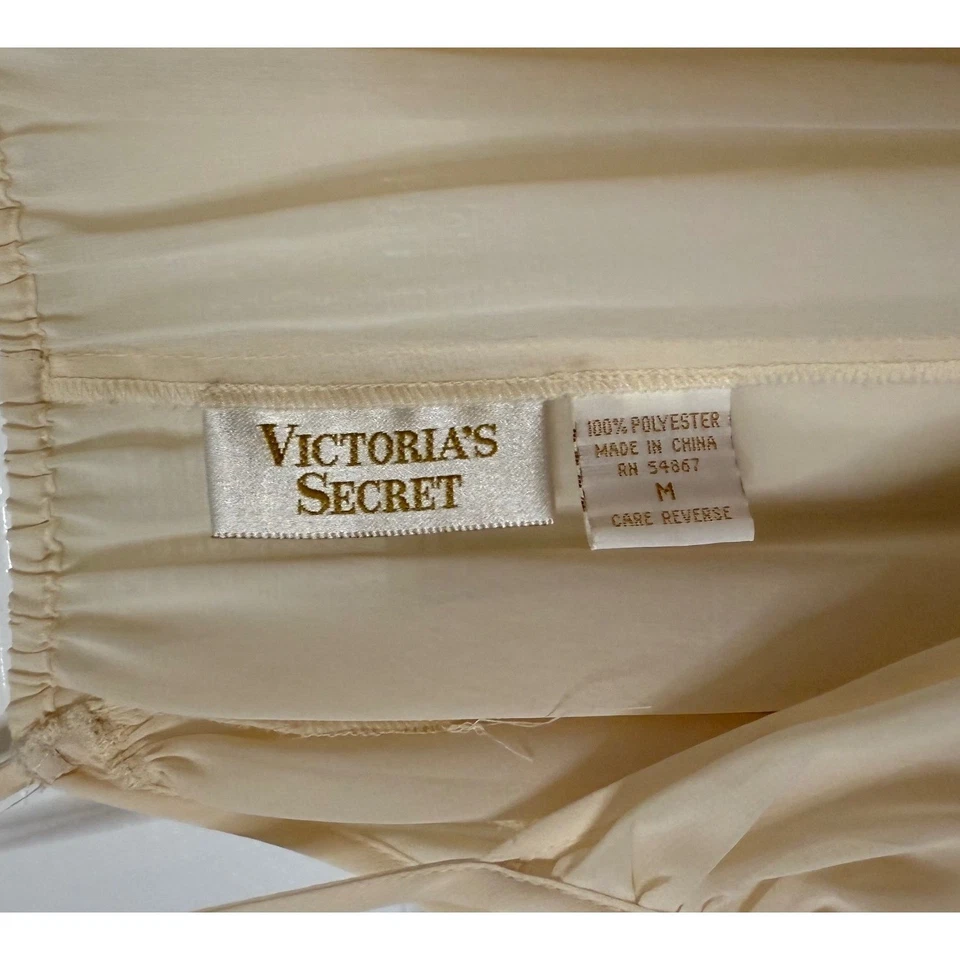 Victoria's Secret 奶油复古领带前长裙金色标签 M 码 — 第 3/4 张图片