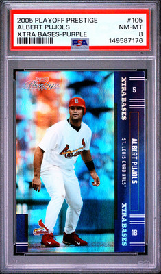 2005 Playoff Prestige Albert Pujols PURPLE /100 PSA 8 NM-MINT!🔥 JERSEY MATCH!!!