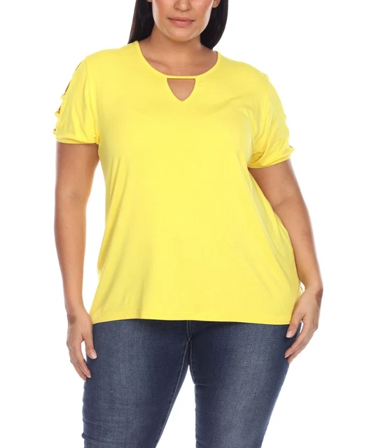 Plus Size Keyhole Neck Cutout Short Sleeve 840060477196 3XUS RT $52.00