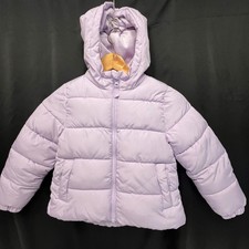 Swiss Tech Kids Girls Pastel Lavender Purple Quilted Hooded Puffer Jacket XS 4-5