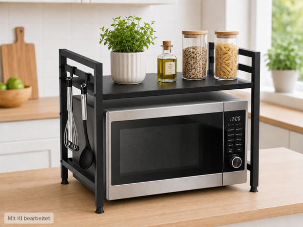 Heldenwunder Mikrowellenregal 2-Stufig Verstellbar 40-64 Cm Schwarz Stahl-image