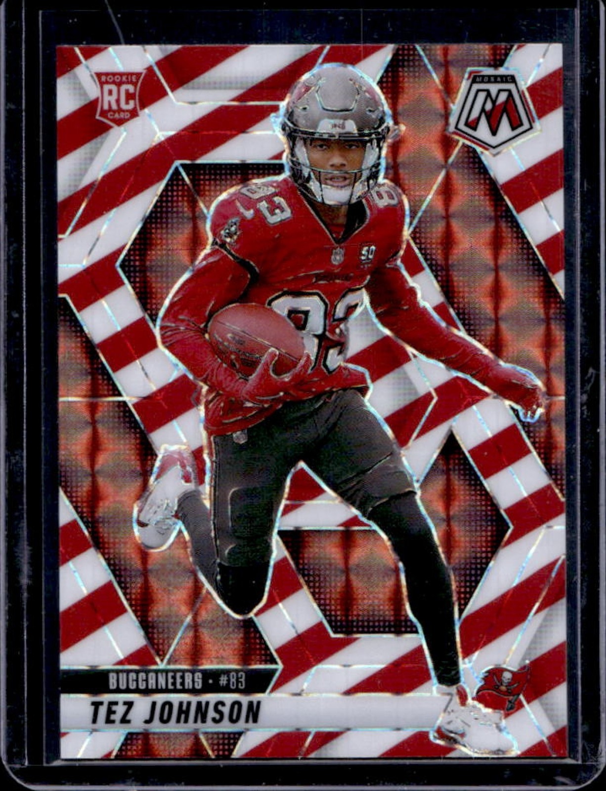 2025 Mosaic Tez Johnson Rookies RC Red and White Stripe Prizm #316 Buccaneers