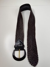 Vintage Harolds Womens Belt Size M Brown Braided Woven Leather Wide Italy 2.5