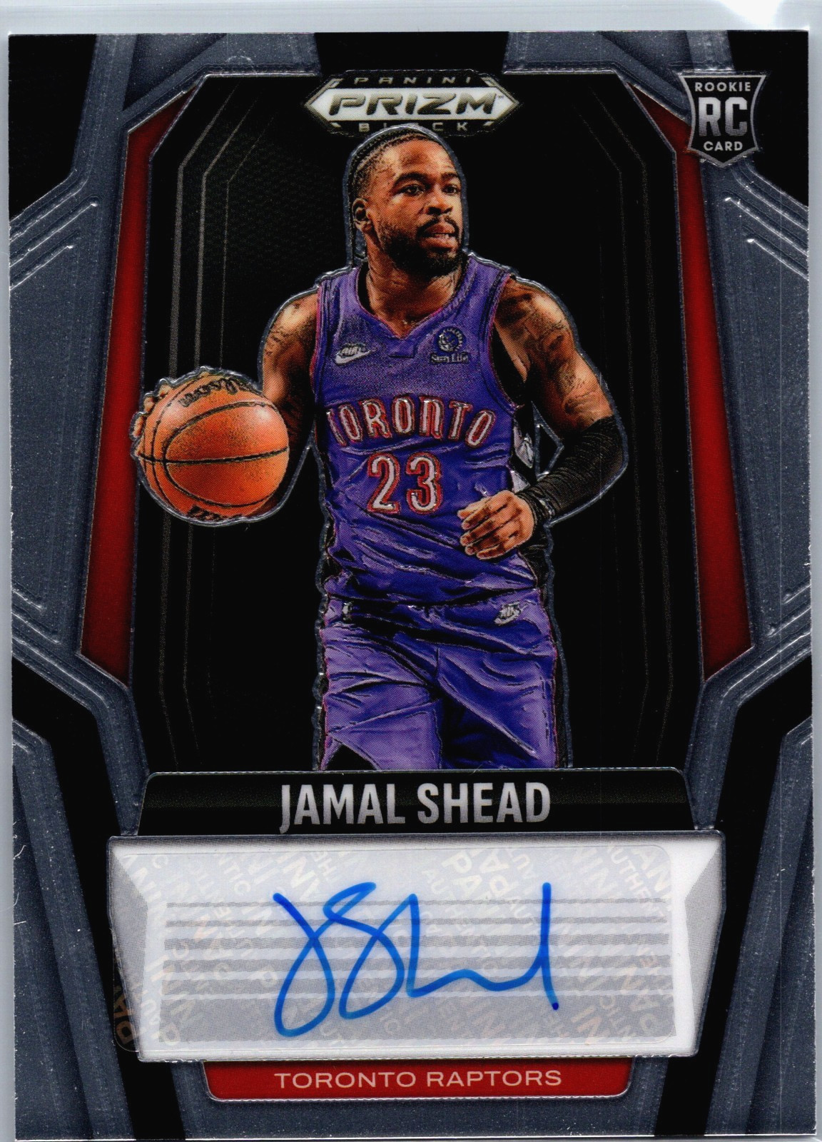 Jamal Shead 2024-25 Panini Prizm Black Rookie Auto Signatures #RS-JML Raptors RC