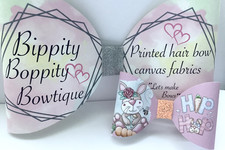 HIP HOP BUNNY EASTER 4" PRINTED CANVAS FABRIC BOW LOOPS TO MAKE OWN HAIR BOWS