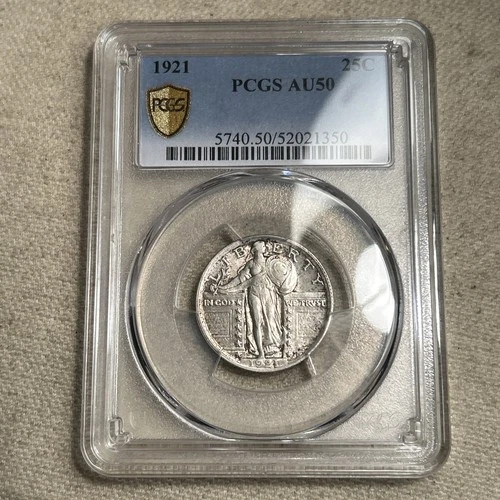 1921 Standing Liberty Quarter PCGS AU-50, Better Date & Grade