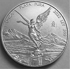 Mexico Liberty 2022, 1 Oz .999 Fine Silver Coin, Oz Libertad Plata 999.
