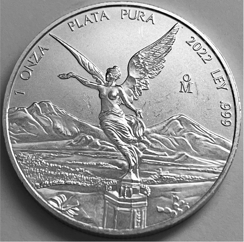 Mexico Liberty 2022, 1 Oz .999 Fine Silver Coin, Oz Libertad Plata 999.