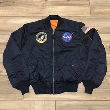 Alpha Industries NASA Bomber Jacket Flight Men Black Padded Space Reversible S
