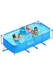 14ft x 7ft x 33in Metal Frame Swimming Pool, Outdoor Rectangular Above-Ground...