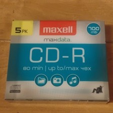 Maxell Maxdata CD-R 700MB 48x Recordable Discs 5 Pack Jewel Case