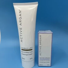 Active Argan Visible Lift Stem Cell Body Cream & Tinted Oil Drops Set-NIB