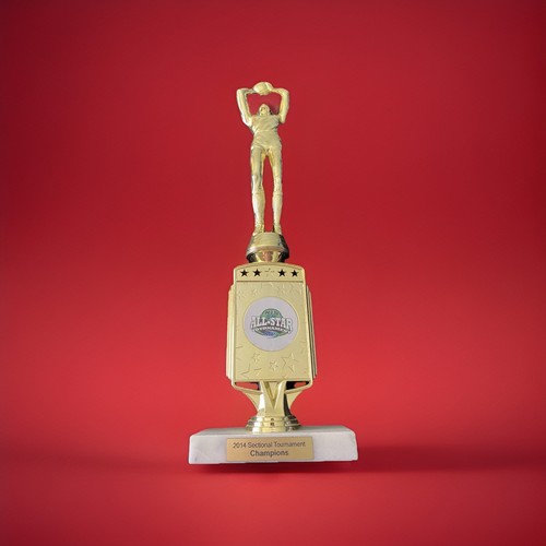 Basketball Trophy Male Gold Tone Figure Marble Base NJB All-Star 18”