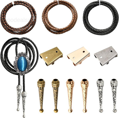 3 Set Bolo Tie Making Kit, Findings Replacement Kit 4mm Multicolor