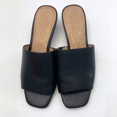 Madewell Wedge Slide Sandal Shoe Open Toe Black Leather Womens 5