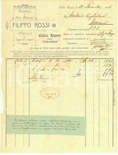 1906 CALICE LIGURE (SV) Filippo ROSSI Fabbrica paste alimentari *Fattura