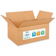 Medium Moving  Shipping Boxes 18x12x8 5-pack 200 lb Kraft Cardboard