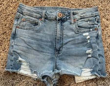 AE Shorts Size 6 Distressed Curvy Hi Rise Shortie Super Stretch