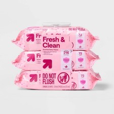 Fresh Clean Baby Wipes 3PK 216ct, Hypoallergenic Aloe
