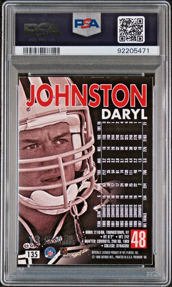 DARYL JOHNSTON 1998 Skybox Premium Star Rubies 13/50 PSA 7 (Pop 1 : 0 Higher) - Image 2 of 3