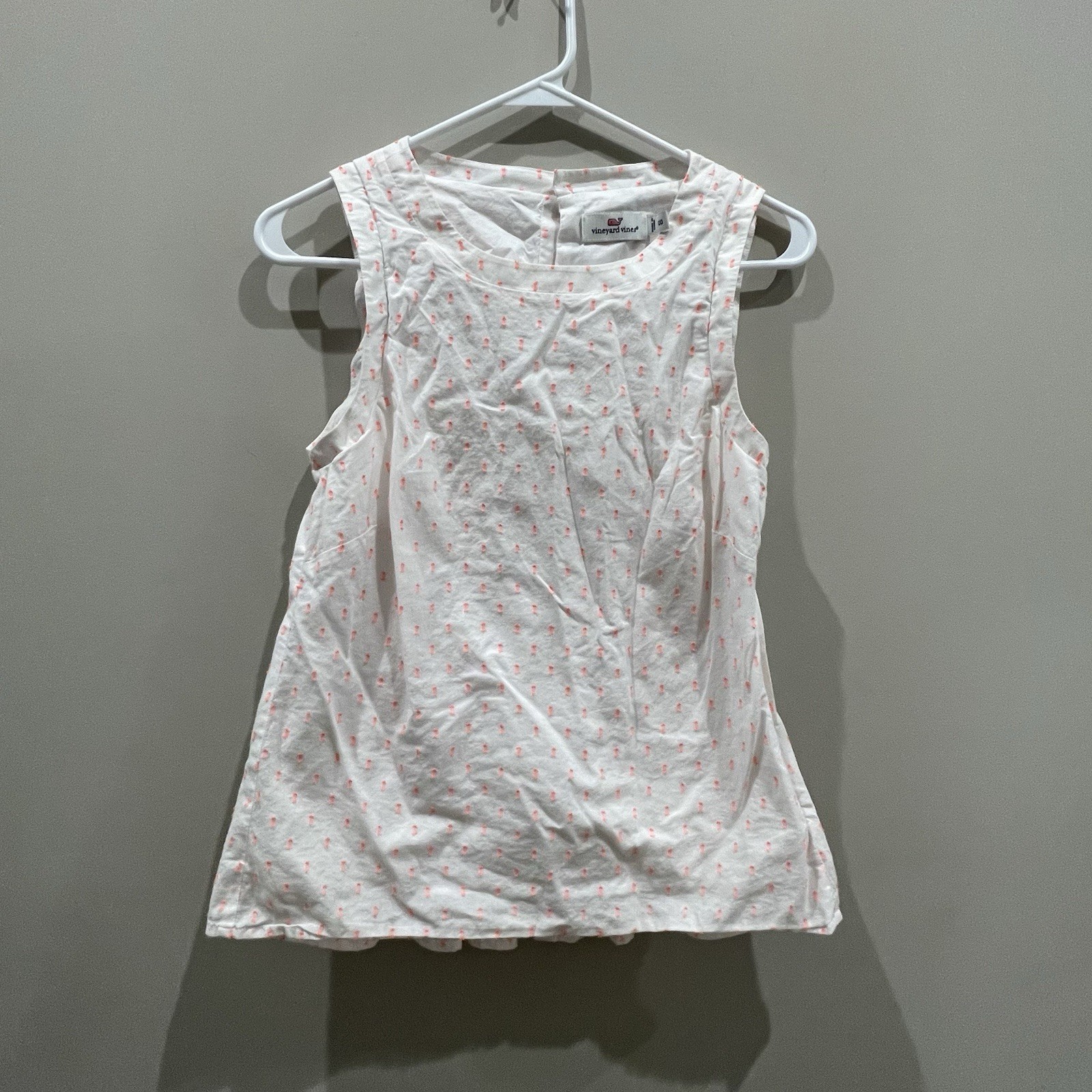 Vineyard Vines Womens Size 00 White Patterned Scoop-Neck Sleeveless Top