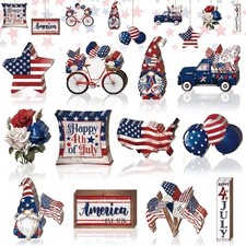 36 Pcs 4th of July Ornaments for Tree Patriotic Wooden American Flag Classic