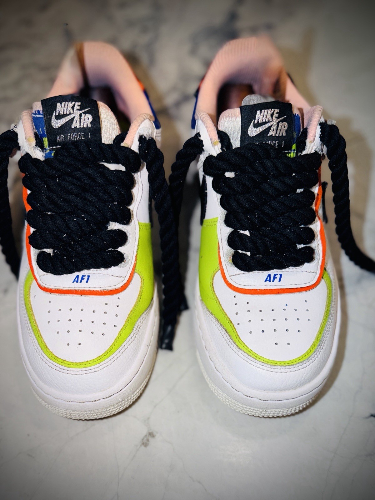 Size 7.5 - Nike Air Force 1 Shadow White Multi W CUSTOM AF1 Rope Laces image 6