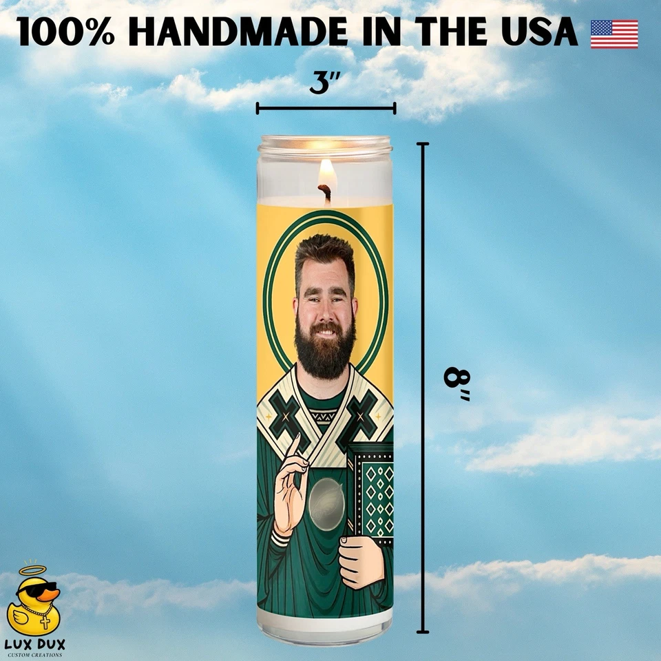 Vela Jason Kelce | Divertido regalo de fútbol americano Philadelphia Eagles | Vela Eagles Foto 4 de 4